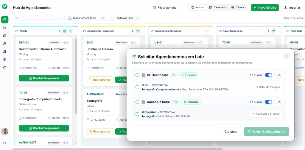 Hub de Agendamentos e Disparo em Lote no ManSet