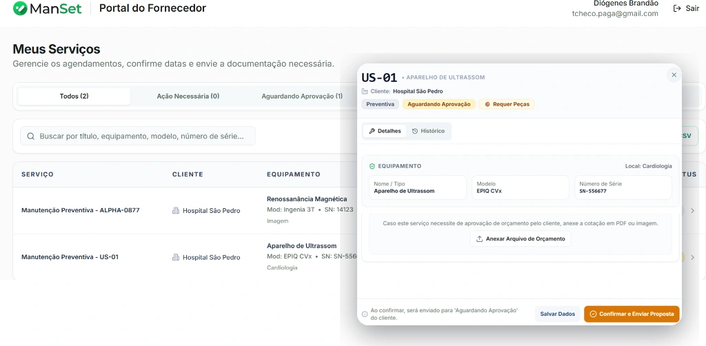 Portal do Fornecedor e Envio de Proposta no ManSet